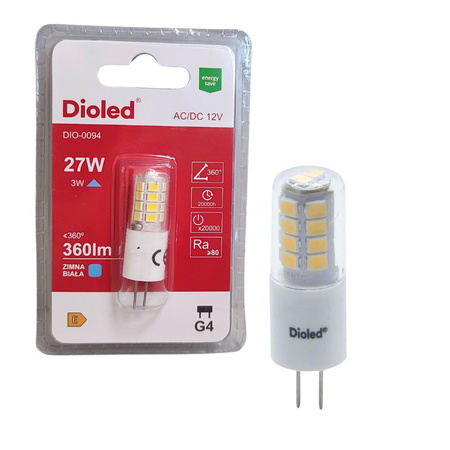 Żarówka LED 12V G4 3W 6500K 360lm DIO-0094 Dioled