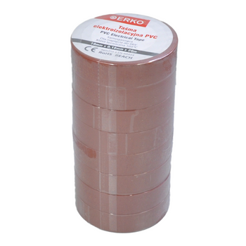 Taśma elektroizolacyjna PVC 19x20 brązowa 8 sztuk ERKO