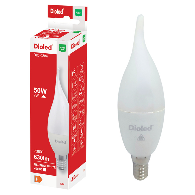 Żarówka LED świeczka E14 7W 4000K 630lm dekoracyjna DIO-0384 Dioled