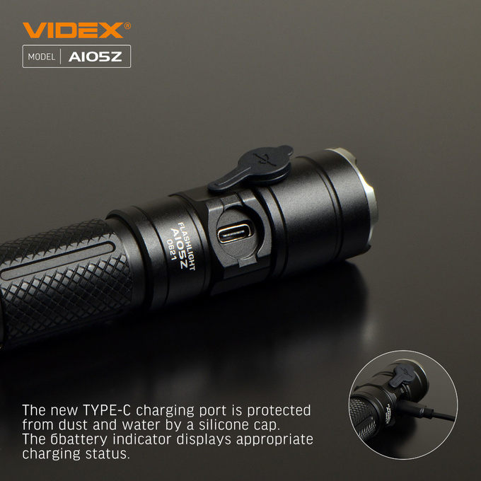 Latarka ręczna LED 10W 1200lm IP44 USB-C A105Z Videx