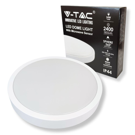 Plafon LED 24W 4000K+czujnik ruchu 2400lm IP44 okrągły biały 7663 V-TAC