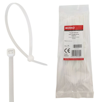 Opaska kablowa zaciskowa 2,5x200 naturalna ERKO
