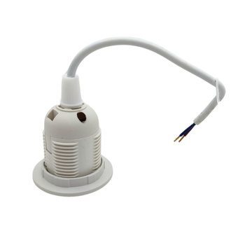 Oprawka zwisająca E27 z kołnierzem + KABEL 150mm biała LXOPR45 LAMEX