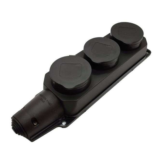 Gniazdo gumowe listwa GP-3Z IP44 16A czarne POLMARK