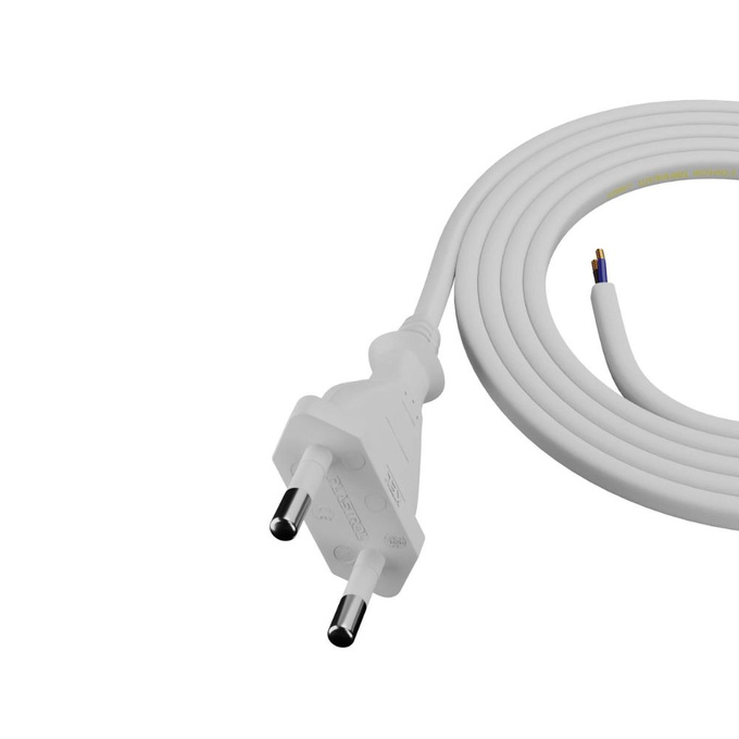 Przewód przyłączeniowy gumowy z wtyczką płaską 2x0.75 IP20 1.6M biały W-97530 PLASTROL