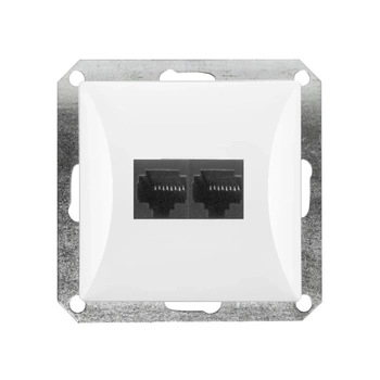 OPAL biały gniazdo komputerowe podwójne RJ45 8pin GTP 22 OP moduł Timex