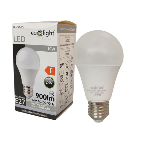 Żarówka LED GLS 24V E27 10W 4000K 900LM EC79165 ECOLIGHT