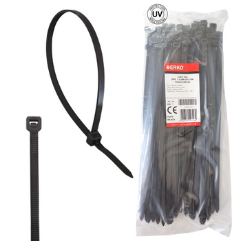 Opaska kablowa zaciskowa 7,6x300 czarna UV ERKO