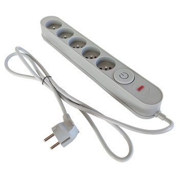 Przedłużacz 5 gniazd 5M z włącznikiem SZARY W-00022 Plastrol