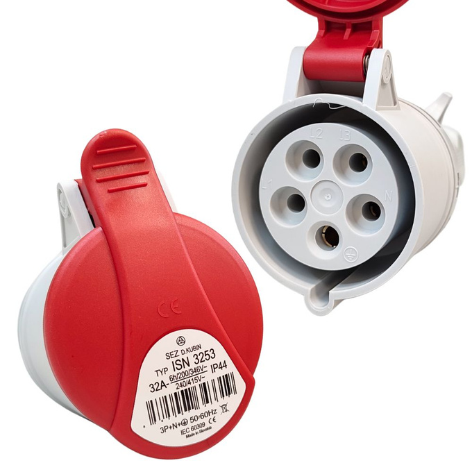 Gniazdo siłowe z klapką przenośne 32A 5P IP44 ISN 3253 SEZ