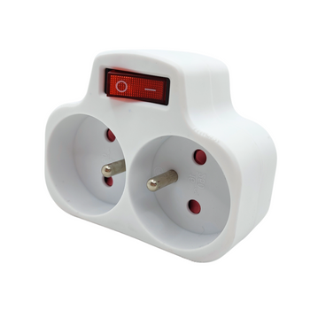 Rozgałęźnik z wyłącznikiem 2x2P+Z biały W-01144 PLASTROL