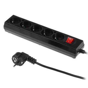 Przedłużacz 5 gniazd 3m z włącznikiem czarny LX9546CZ Lamex