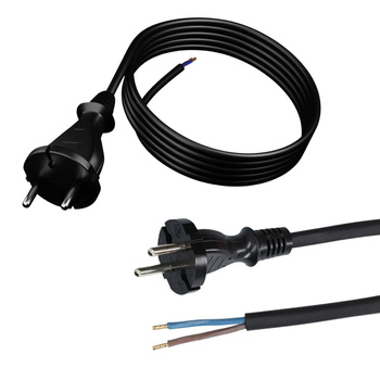 Przewód przyłączeniowy gumowy z wtyczką prostą 2x1.5 IP20 3m czarny W-97193 PLASTROL