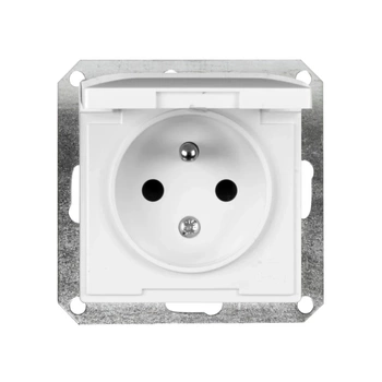 OPAL biały gniazdo pojedyncze z uziemieniem z klapką GPT-16 OPH moduł Timex