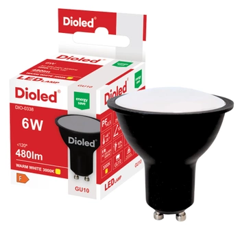 Żarówka LED GU10 6W 3000K 480lm czarna DIO-0338 DIOLED