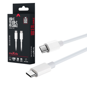 Kabel USB-C - USB-C 2m 60W PD biały MXUC-05 maXlife