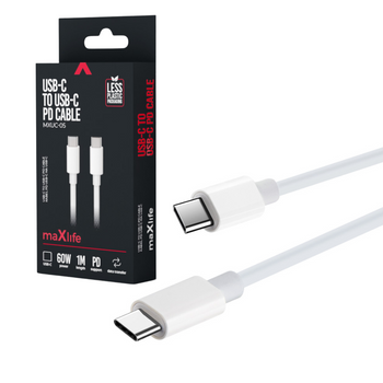 Kabel USB-C - USB-C 1m 60W PD biały MXUC-05 maXlife