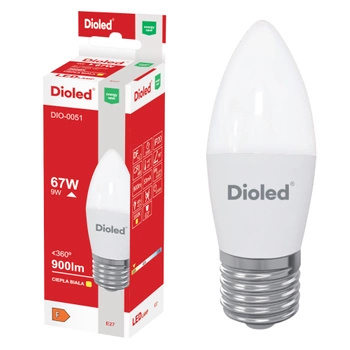 Żarówka LED świeczka E27 9W 3000K 900lm DIO-0051 Dioled