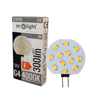 Żarówka LED 12V G4 3W 4000K 300LM kolista EC20758 ECOLIGHT