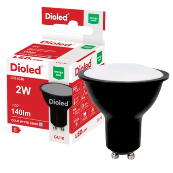 Żarówka LED GU10 2W 6500K 140lm czarna DIO-0346 DIOLED