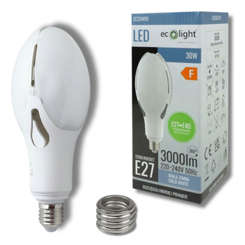 Żarówka uliczna LED E27->E40 30W 6000K 3000lm EC20499 ECOLIGHT