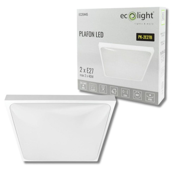 Plafon 2xE27 kwadratowy biały IP20 EC20445 Ecolight