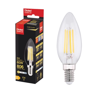 Żarówka LED B35 świeczka E14 6W 3000K 806lm filament DIO-0178 DIOLED