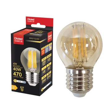 Żarówka LED P45 kulka E27 4W 3000K 470lm filament GOLD DIO-0196 DIOLED